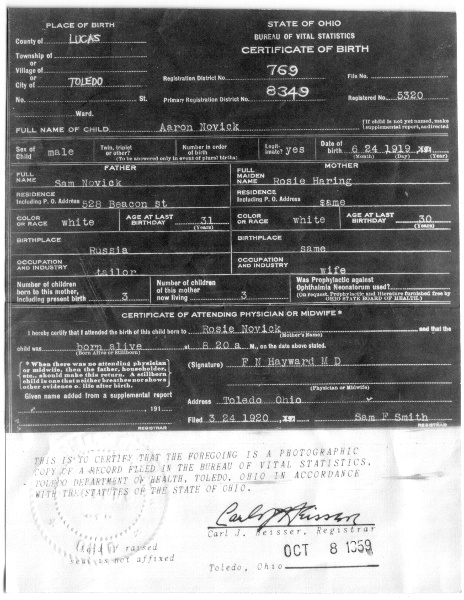 aaron-novick-birth-certificate
